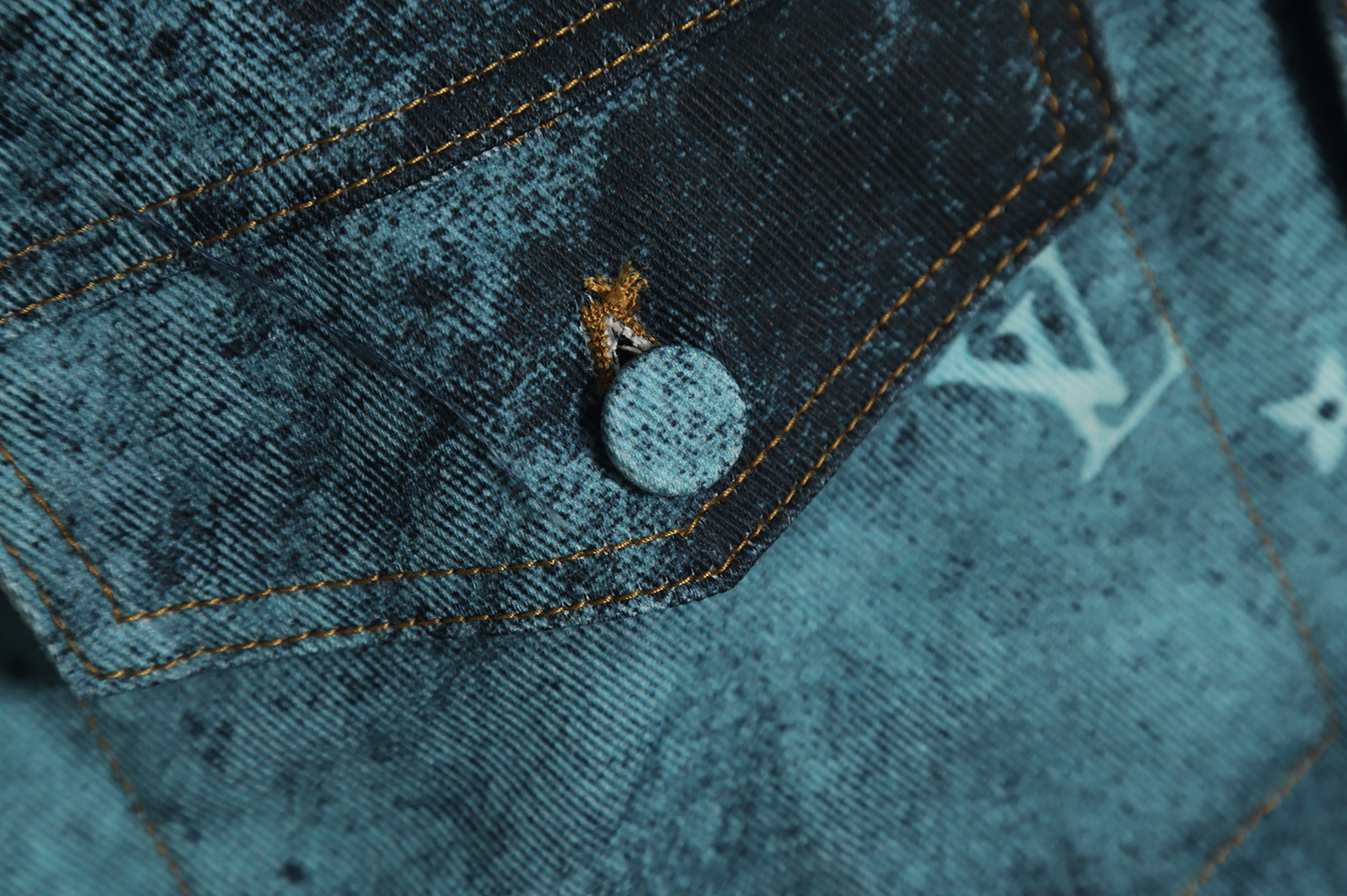 Louis Vuitton 22FW crushed ice blue splash ink denim jacket