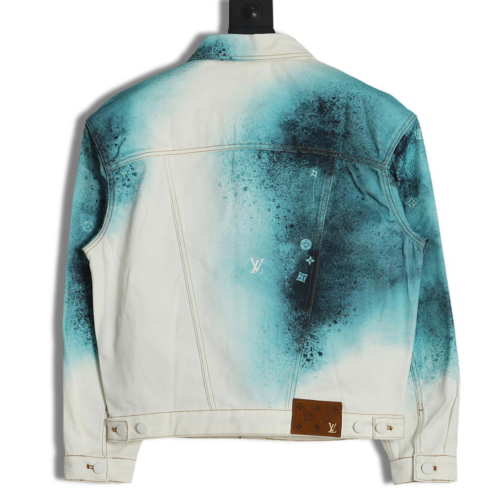 Louis Vuitton 22FW crushed ice blue splash ink denim jacket