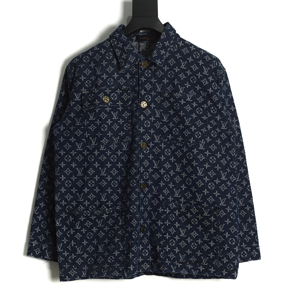 Louis Vuitton 22FW full print old flower denim jacket coat,Louis Vuitton