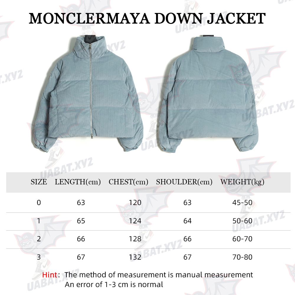 Moncler 22 Ladies Corduroy Short Stand Collar Down Jacket