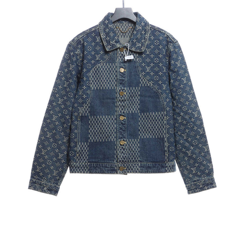 LOUIS VUITTON X NIGO VIRGIL JOINT QUADRATIC DENIM JACKET BLUE,Louis Vuitton