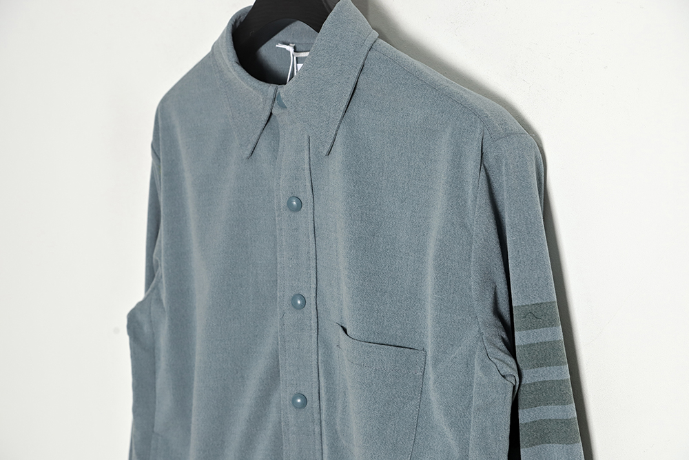 Thom Browne 23SS 4-Bar Smoked Flannel Long Sleeve Shirt Jacket