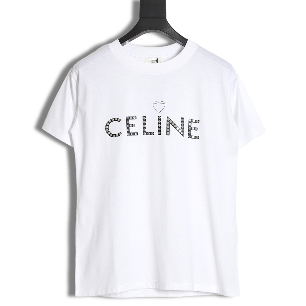 CELINE 22SS rivet heart letter short-sleeved T-shirt