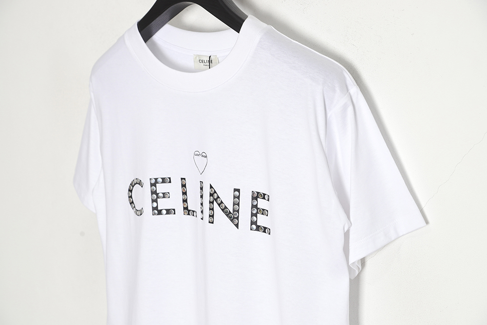 CELINE 22SS rivet heart letter short-sleeved T-shirt