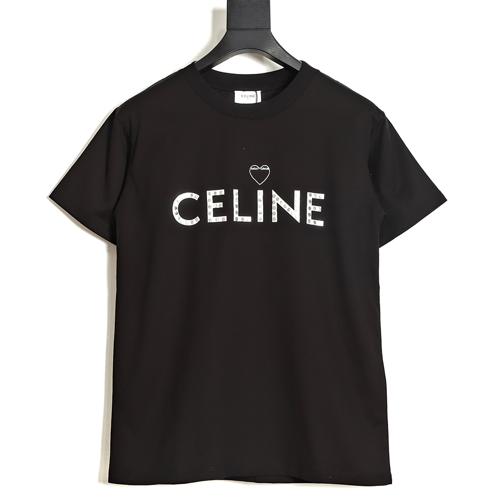 CELINE 22SS rivet heart letter short-sleeved T-shirt TSK1