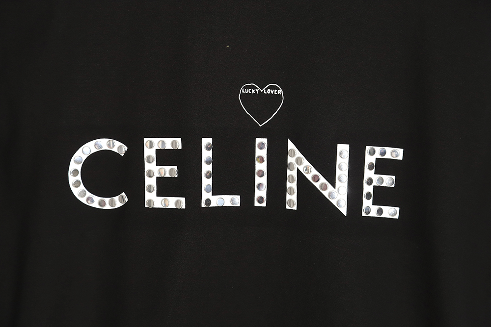 CELINE 22SS rivet heart letter short-sleeved T-shirt TSK1