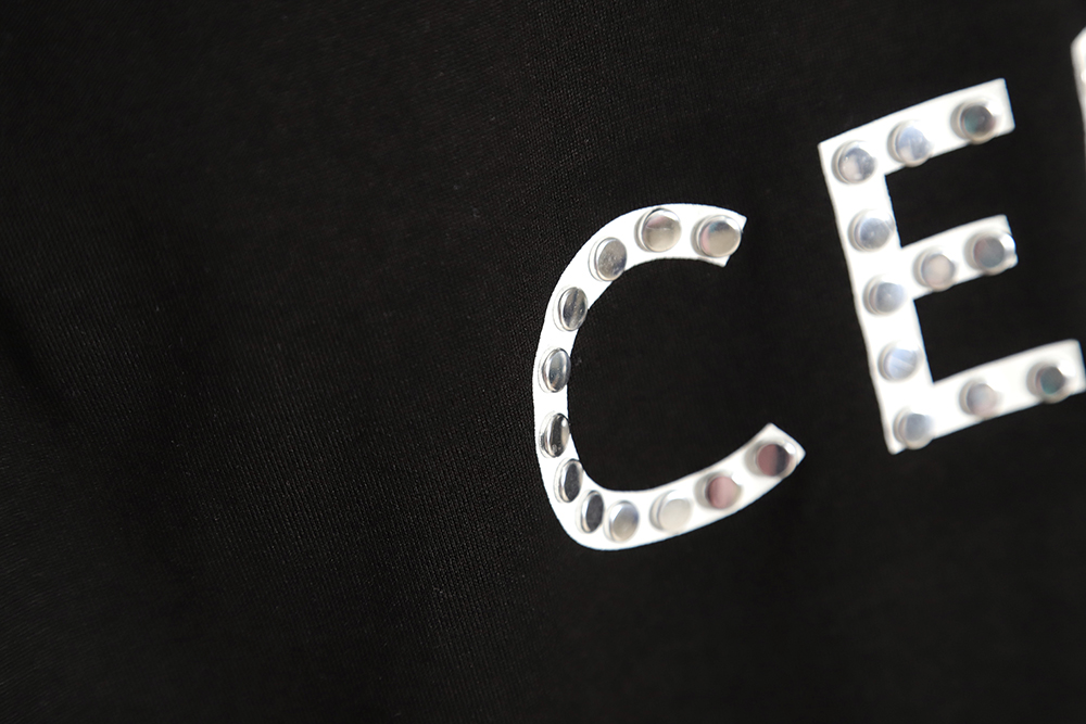 CELINE 22SS rivet heart letter short-sleeved T-shirt TSK1
