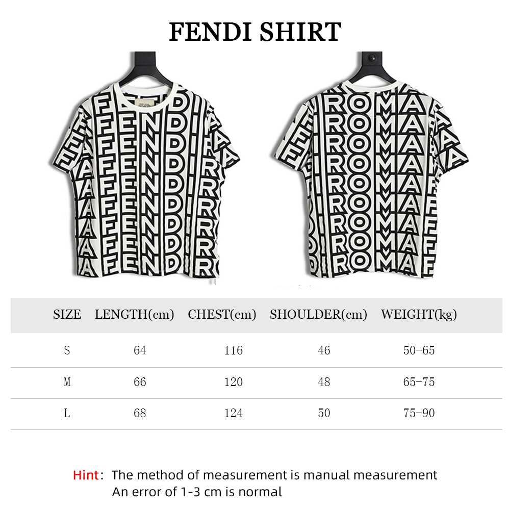 FENDI 23SS black and white full letter short-sleeved T-shirt