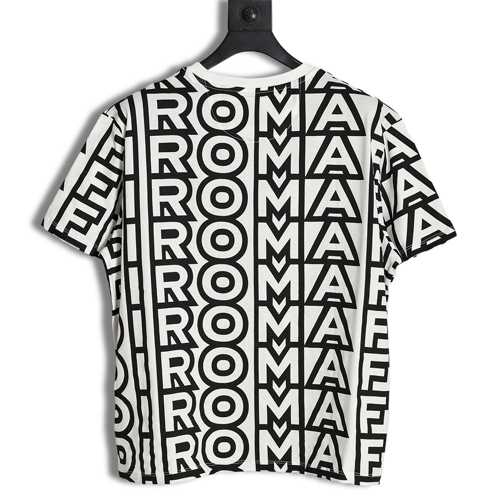 FENDI 23SS black and white full letter short-sleeved T-shirt