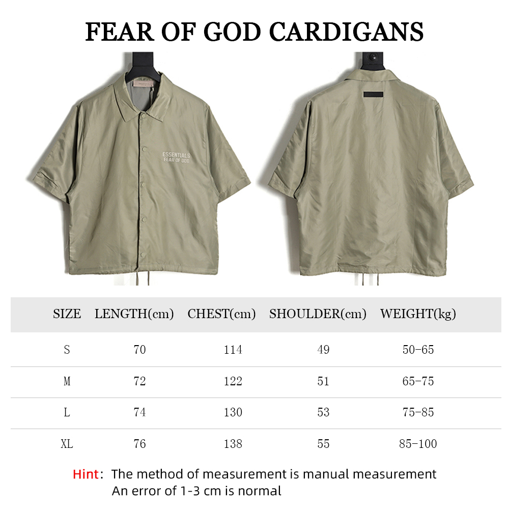 Fear of God FOG essential eighth season woven button-down short-sleeved shirt cardigan TSK2