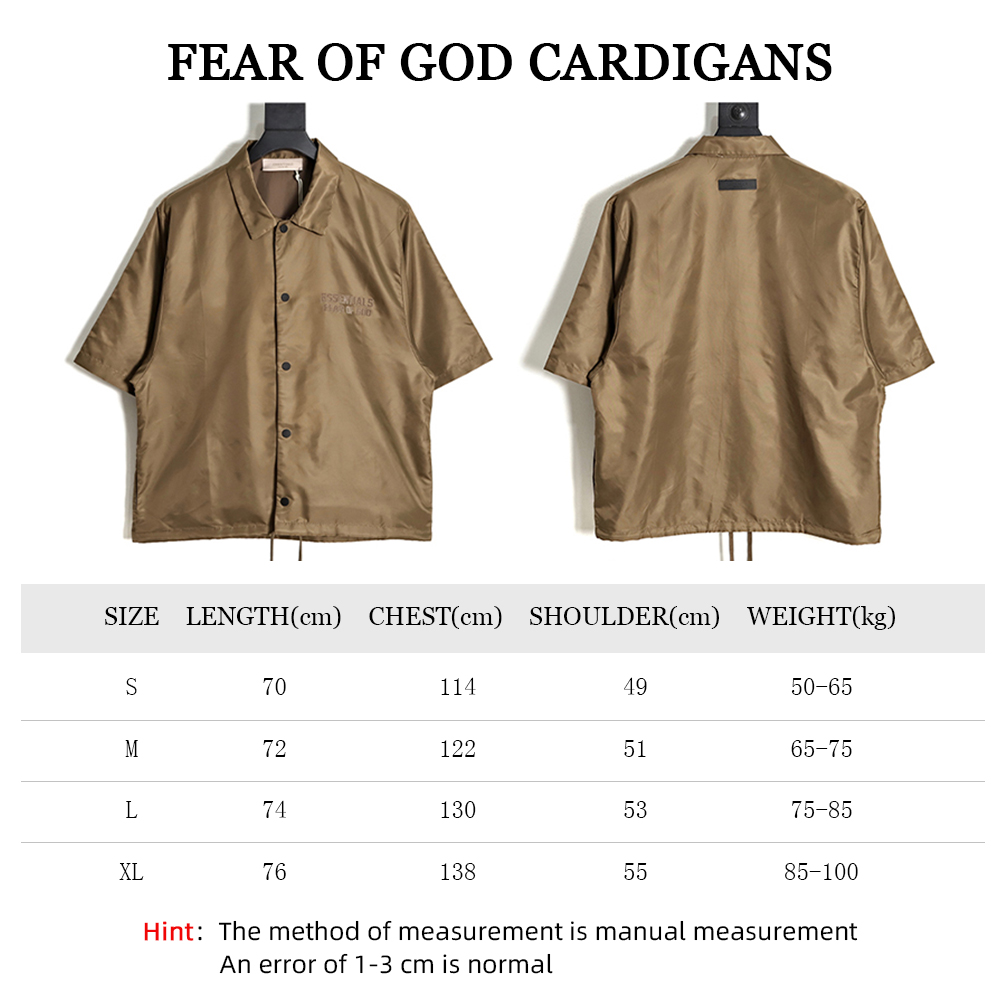 Fear of God FOG essential eighth season woven button-down short-sleeved shirt cardigan TSK3