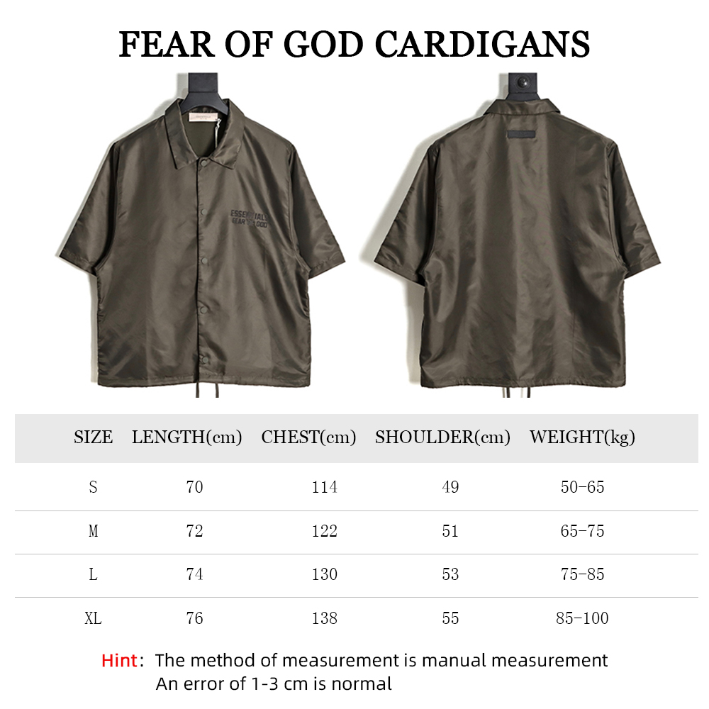 Fear of God FOG essential eighth season woven button-down short-sleeved shirt cardigan TSK4