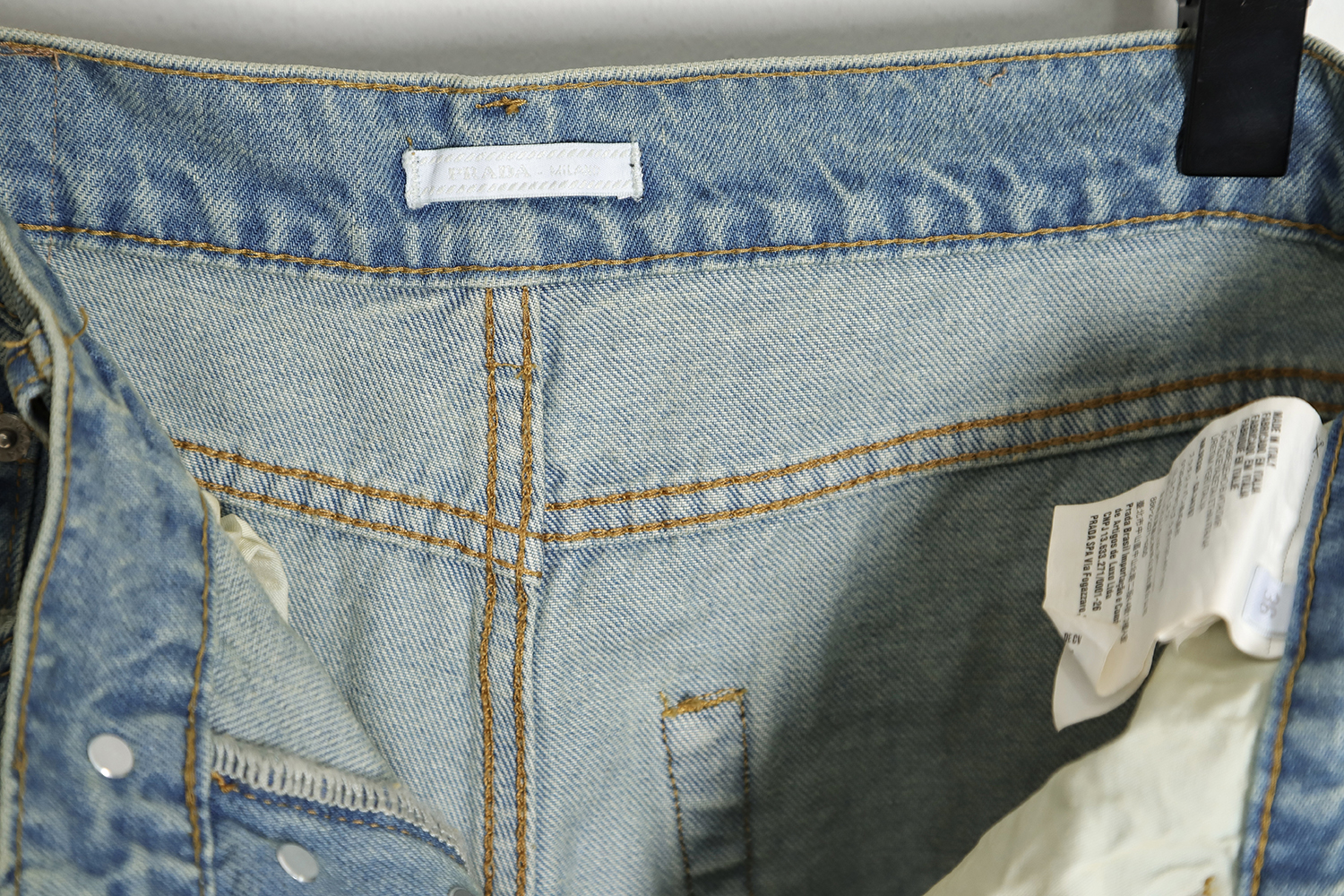 Prada 23SS Triangle Logo Washed Jeans