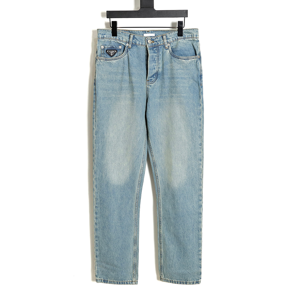 Prada 23SS Triangle Logo Washed Jeans