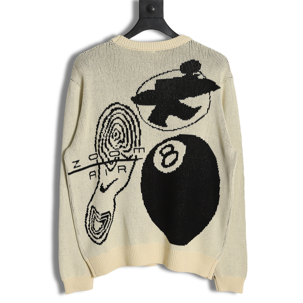 Nike x Stussy Joint SS23 Black 8Logo Graphic Printed Round Neck Pullover Sweater