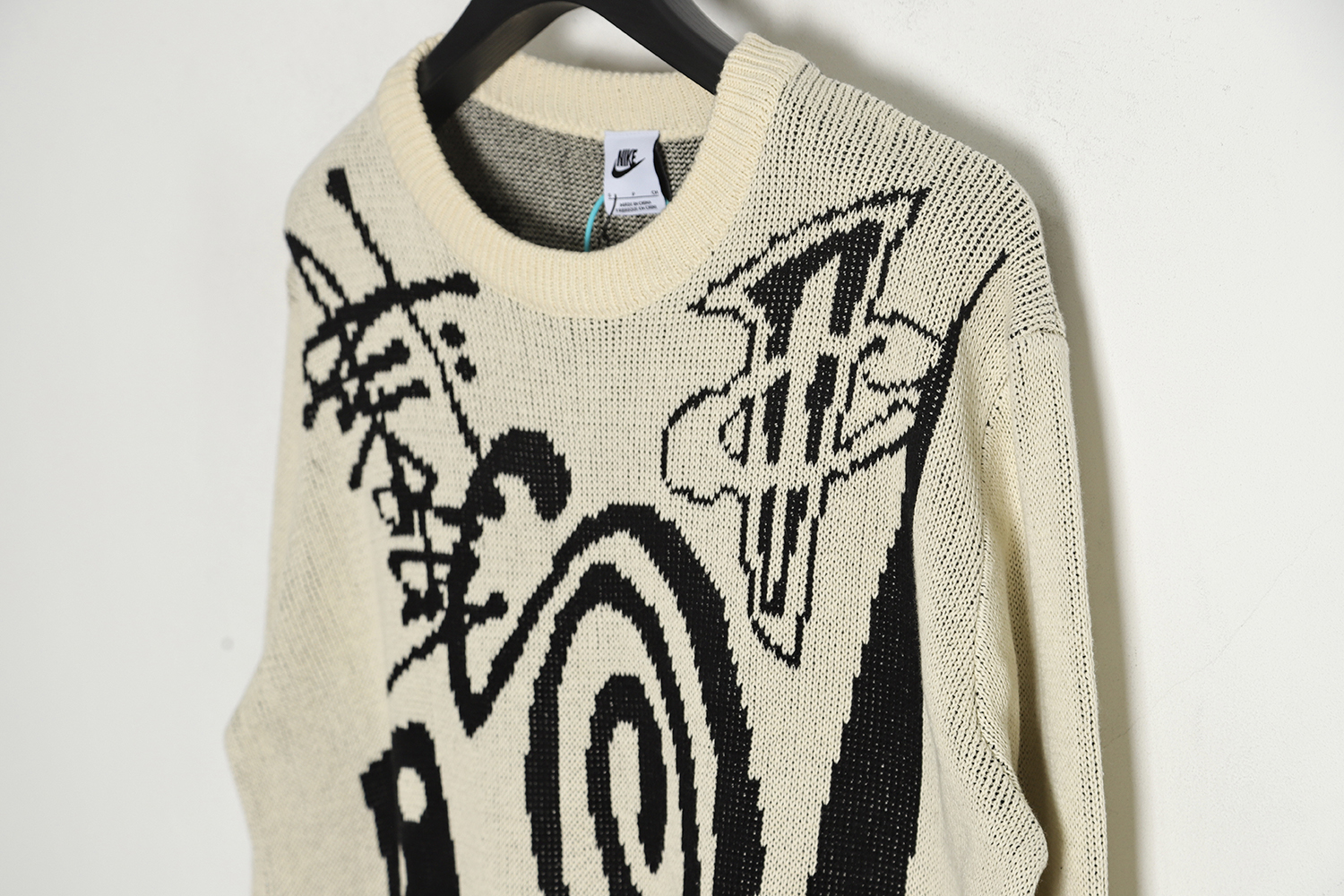 Nike x Stussy Joint SS23 Black 8Logo Graphic Printed Round Neck Pullover Sweater
