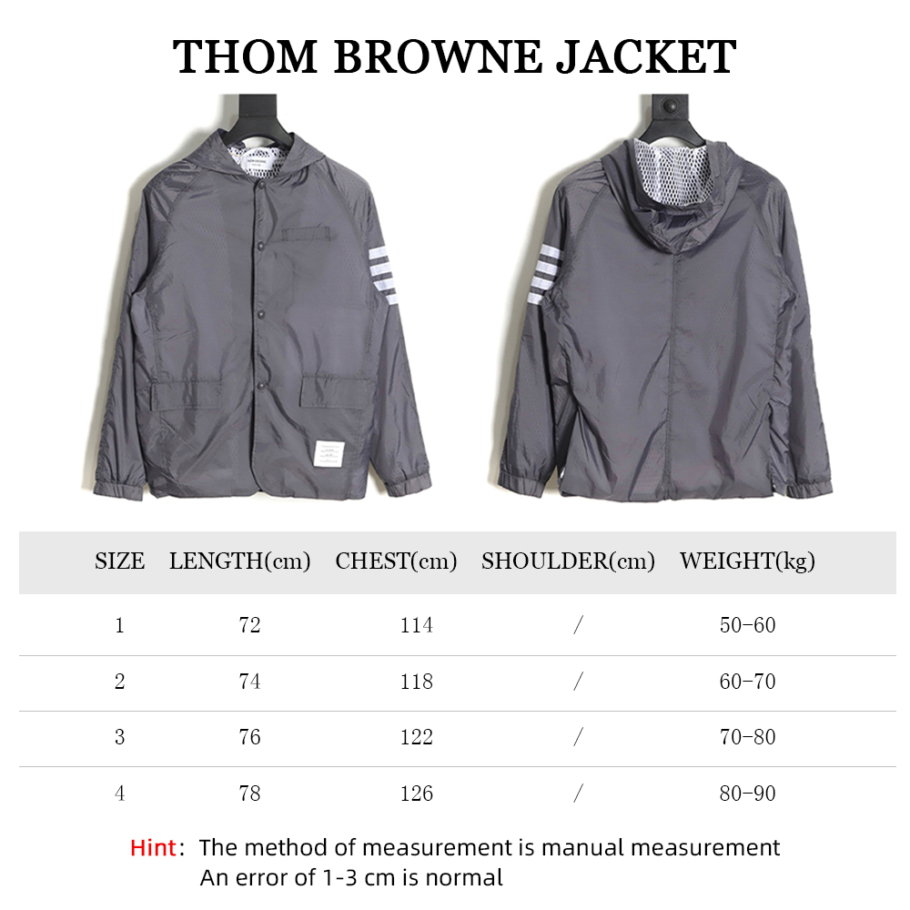 Thom Browne Hooded Four Bar Mesh Windbreaker Jacket