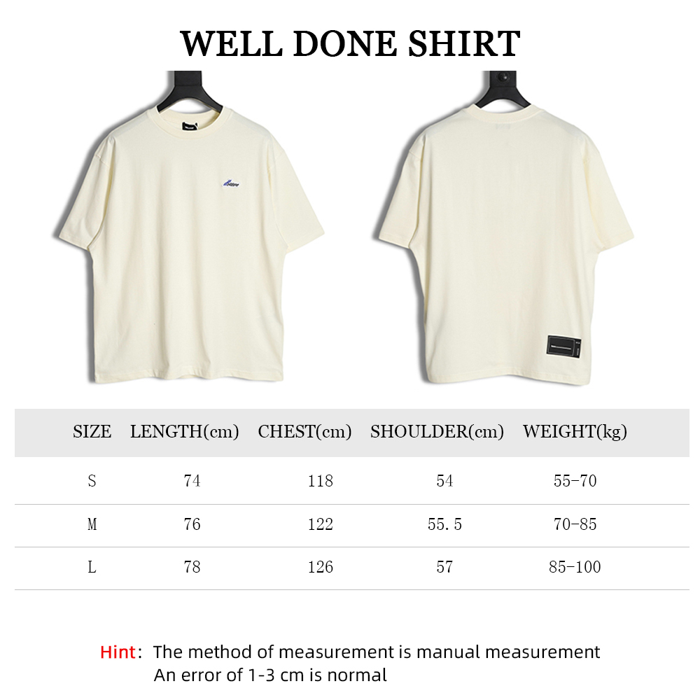 WE11 DONE 23SS Embroidered small label short-sleeved T-shirt