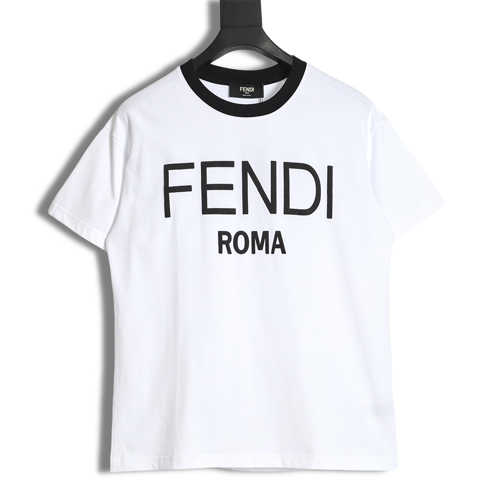 Fendi 23ss color block logo foam print short-sleeved T-shirt