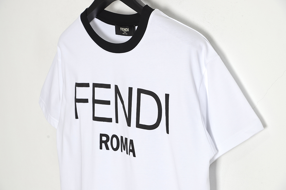 Fendi 23ss color block logo foam print short-sleeved T-shirt