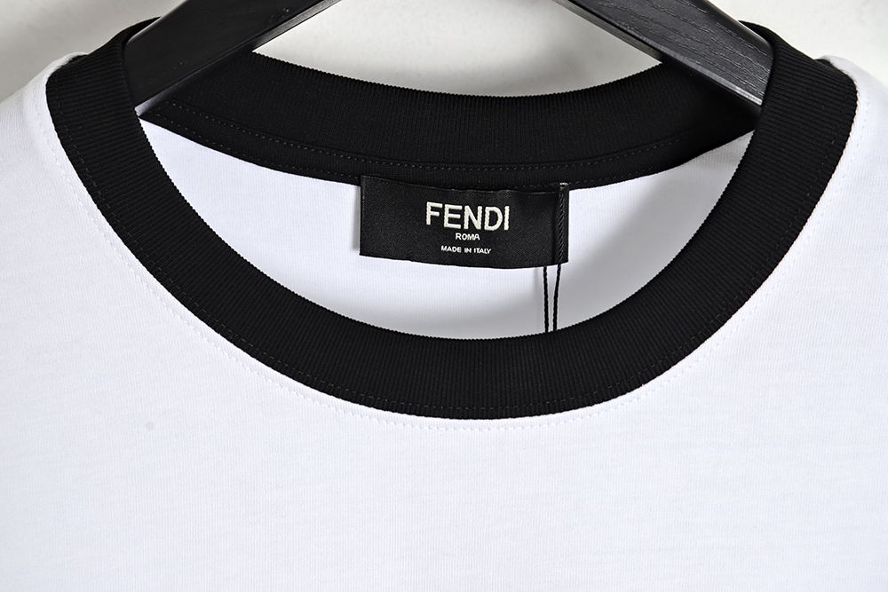 Fendi 23ss color block logo foam print short-sleeved T-shirt