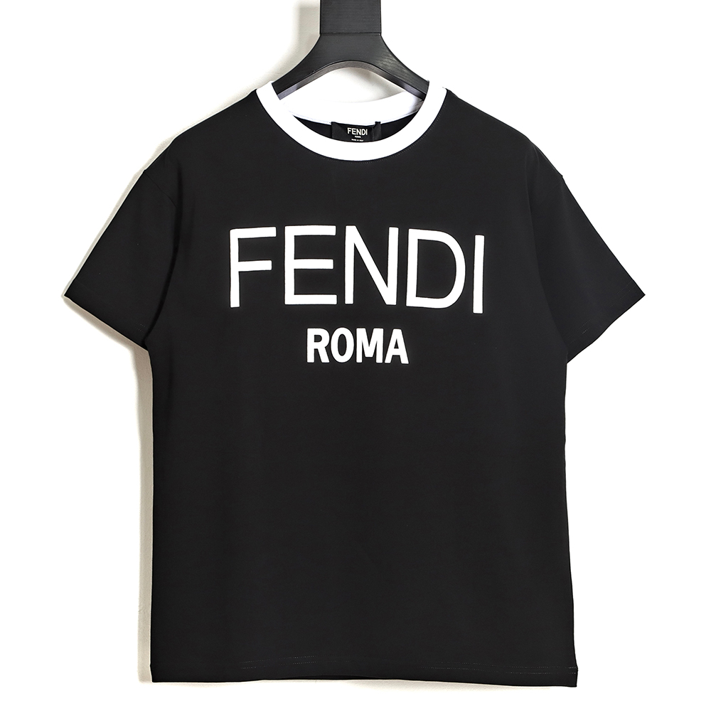 Fendi 23ss color matching logo foam print short-sleeved T-shirt TSK2
