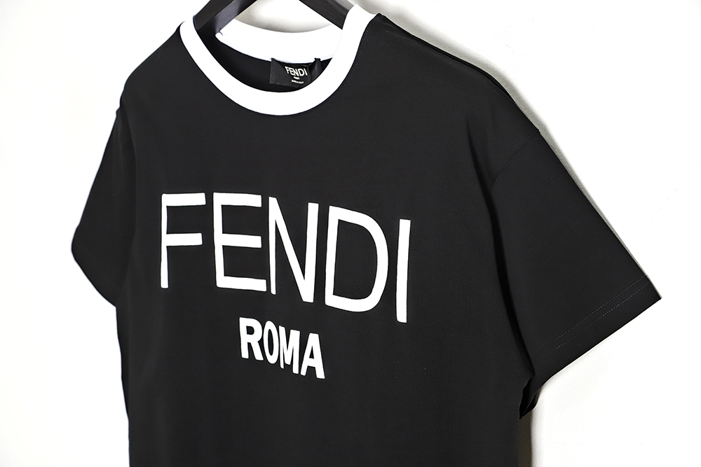 Fendi 23ss color matching logo foam print short-sleeved T-shirt TSK2