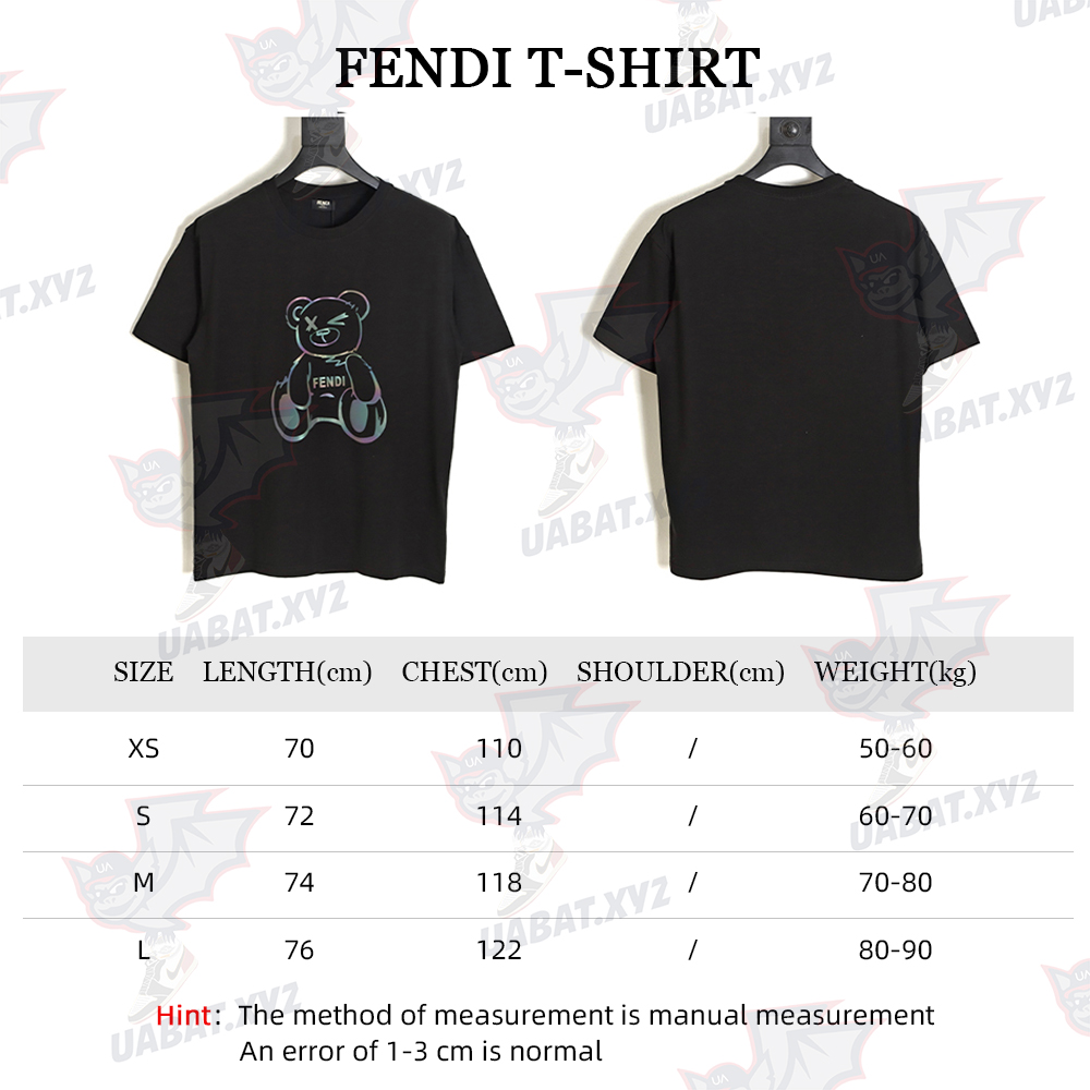 FENDI 23ss laser anime bear pattern short sleeve TSK1