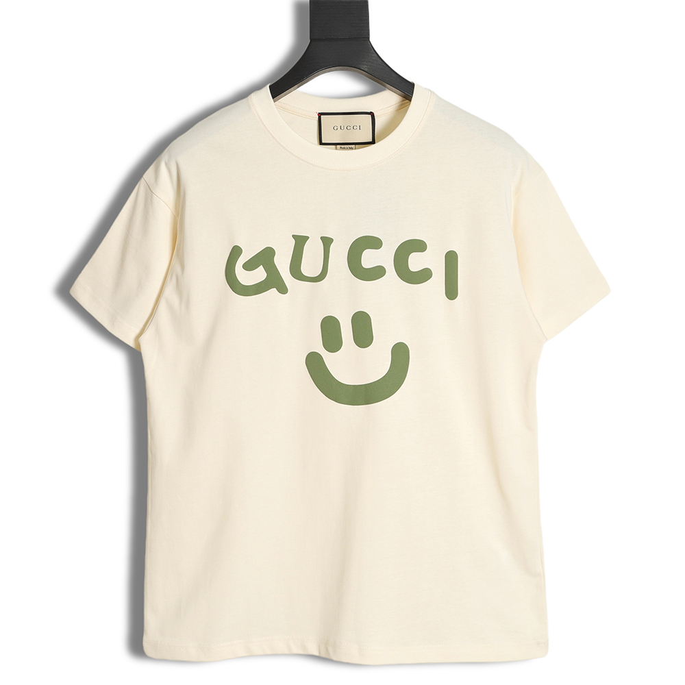 Gucci Gucci 23ss smiley face logo pattern foam three-dimensional printing short-sleeved T-shirt