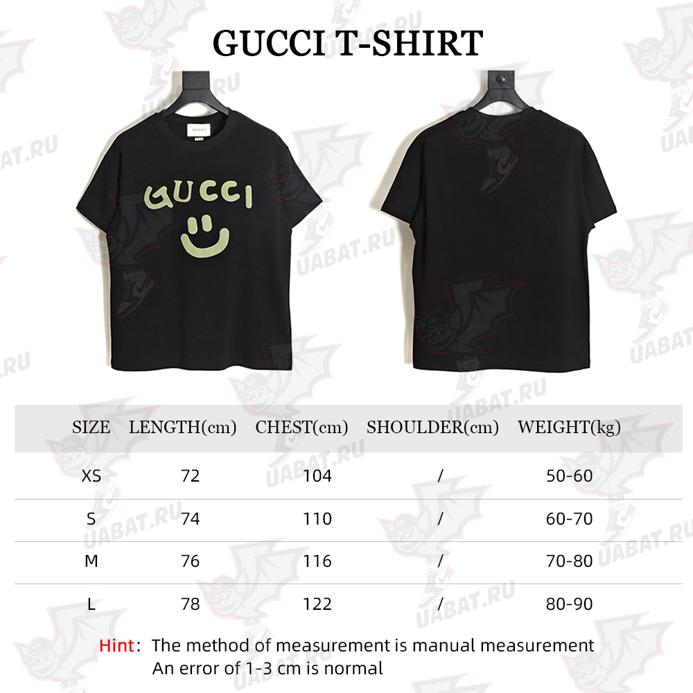 Gucci Gucci 23ss smiley face logo pattern foam three-dimensional printing short-sleeved T-shirt   TSK1