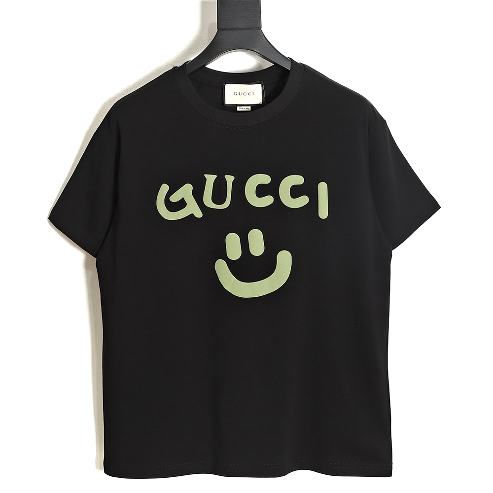 Gucci Gucci 23ss smiley face logo pattern foam three-dimensional printing short-sleeved T-shirt   TSK1