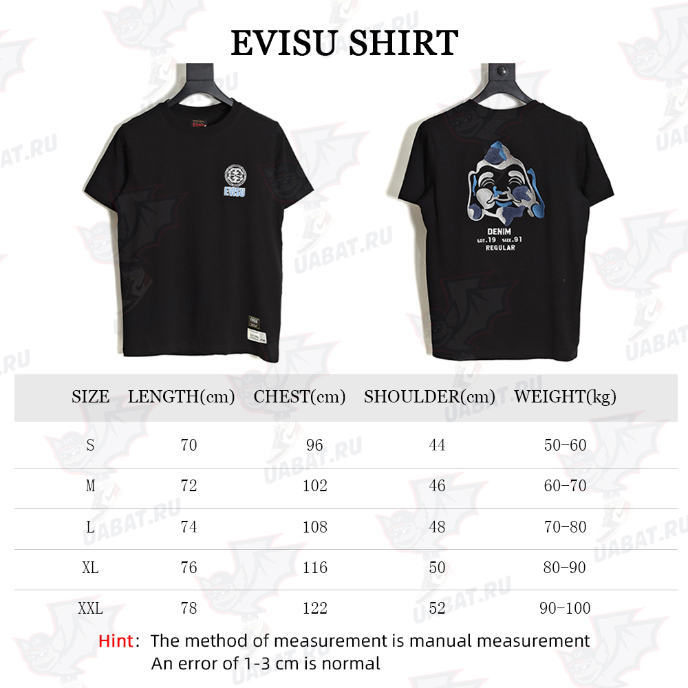 Evisu 23ss Buddha Head Embroidered short-sleeved T-Shirt