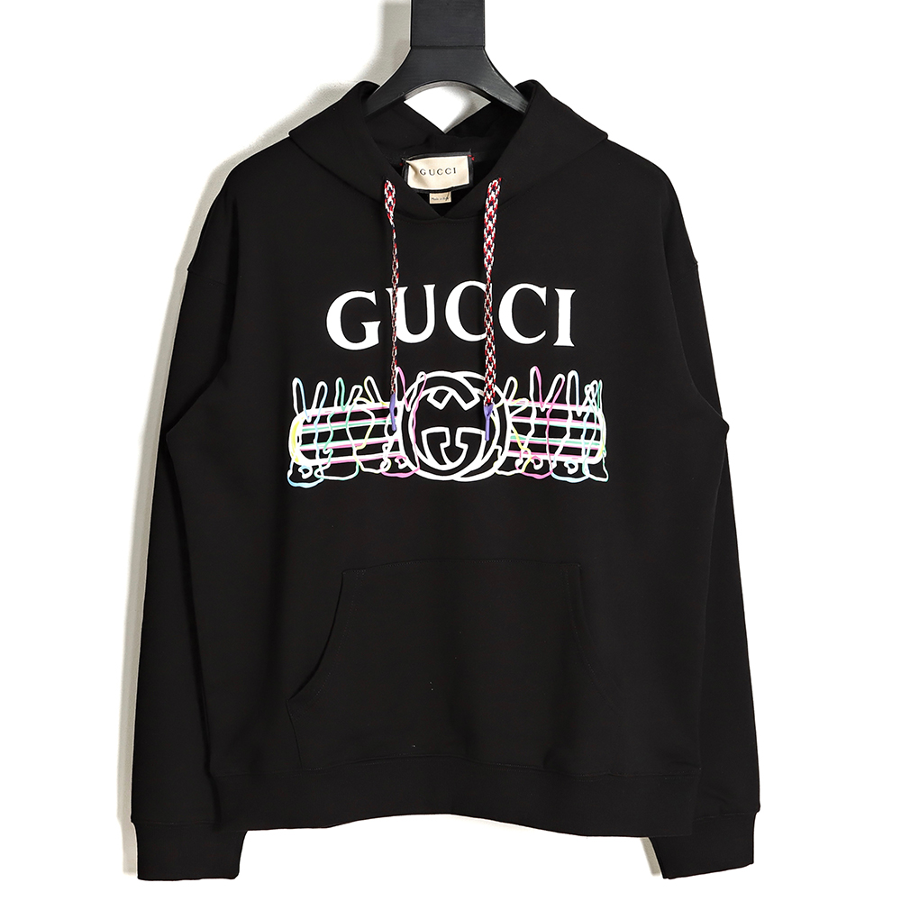 Gucci Year of the Rabbit Limited Rabbit Logo Double G Color Print Hoodie TSK1