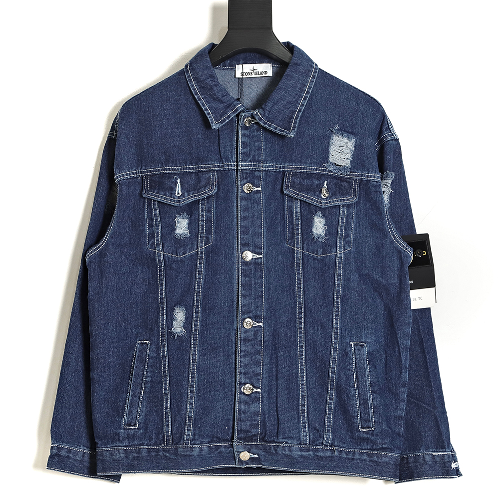 Stone island Stone Island washed distressed denim jacket