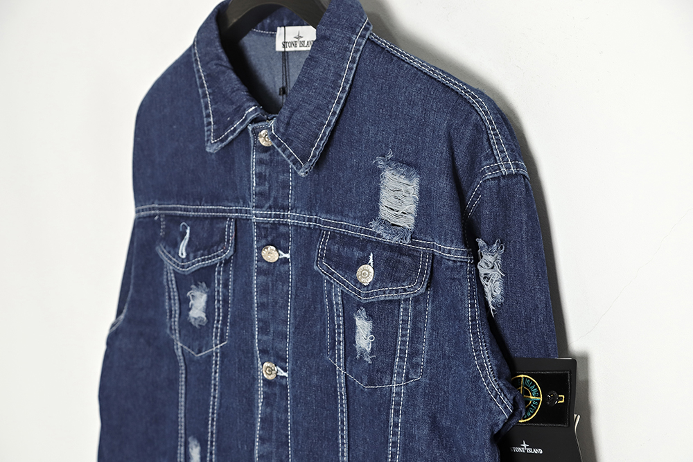 Stone island Stone Island washed distressed denim jacket