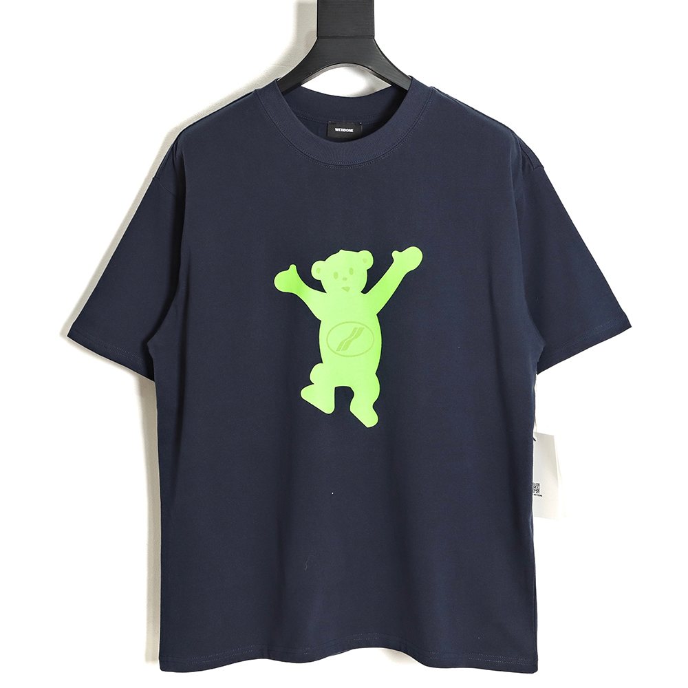 WE11 DONE Dancing bear flocking print short-sleeved T-shirt TSK1