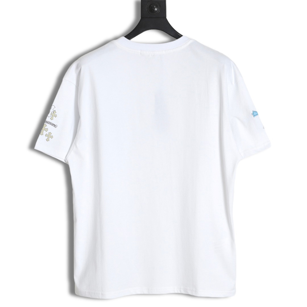 Chrome Hearts Chrome Hearts rivet leather embroidered large cross short-sleeved T-shirt