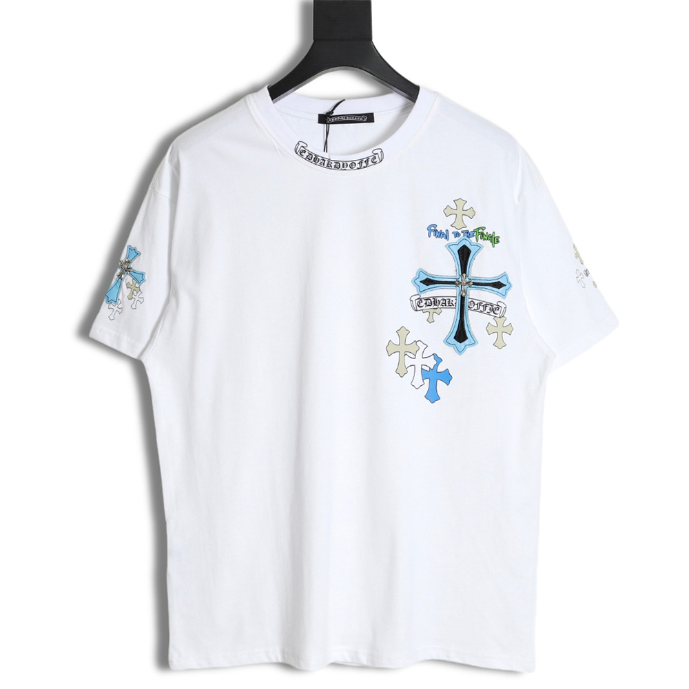 Chrome Hearts Chrome Hearts rivet leather embroidered large cross short-sleeved T-shirt