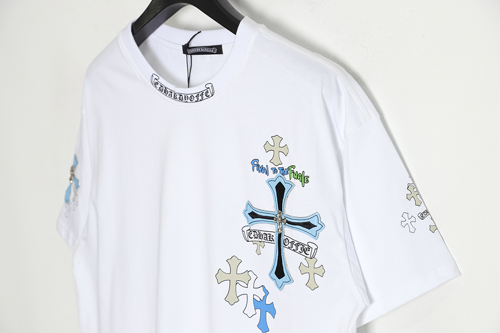 Chrome Hearts Chrome Hearts rivet leather embroidered large cross short-sleeved T-shirt