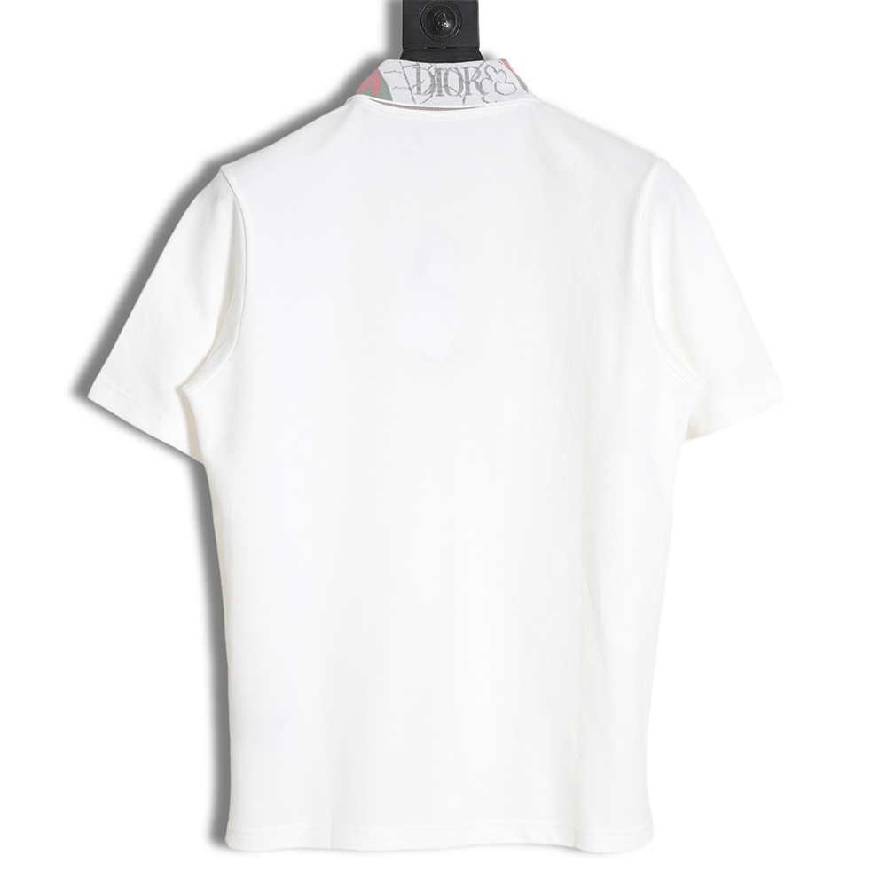DIOR floral collar pocket embroidered letters round neck POLO shirt