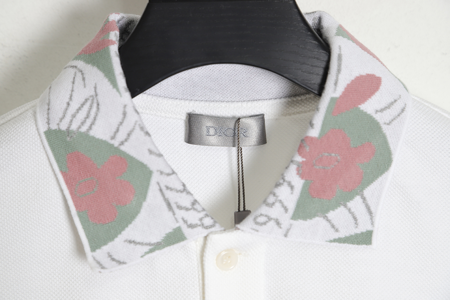 DIOR floral collar pocket embroidered letters round neck POLO shirt