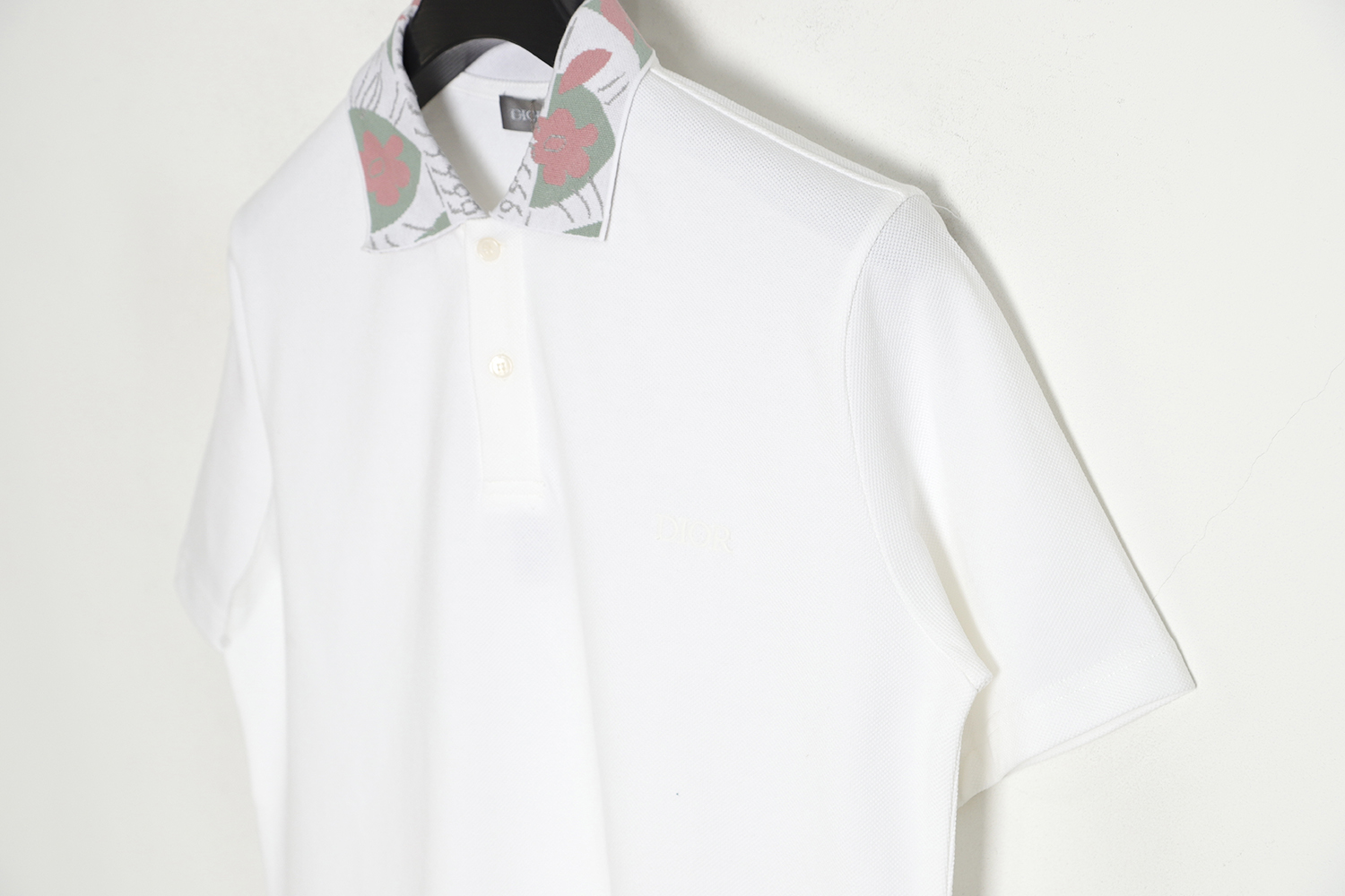 DIOR floral collar pocket embroidered letters round neck POLO shirt