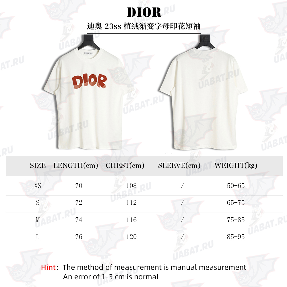 DIOR 23ss flocked gradient letter print short sleeves