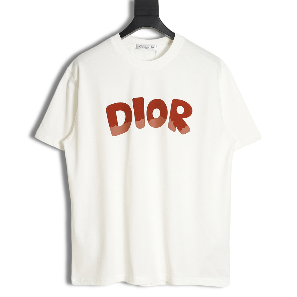 DIOR 23ss flocked gradient letter print short sleeves