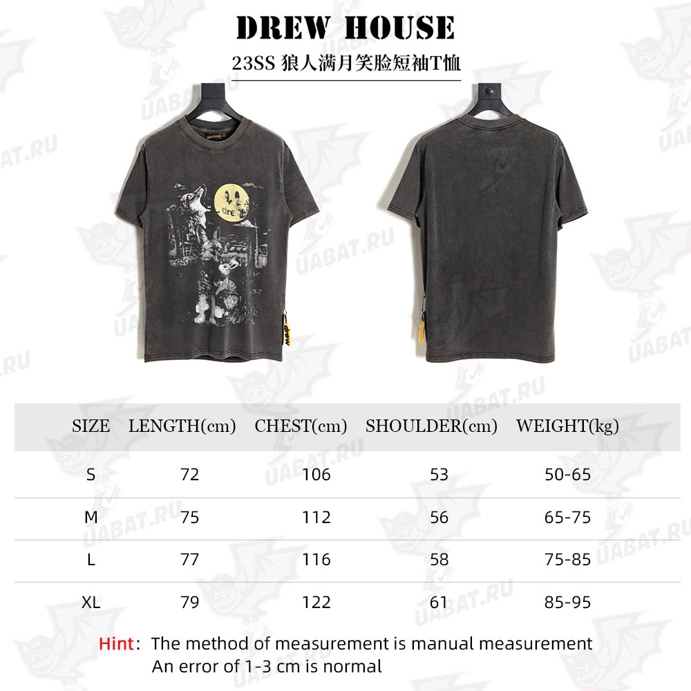 Drew House 23ss Werewolf Full Moon Smile Short Sleeve T-Shirt