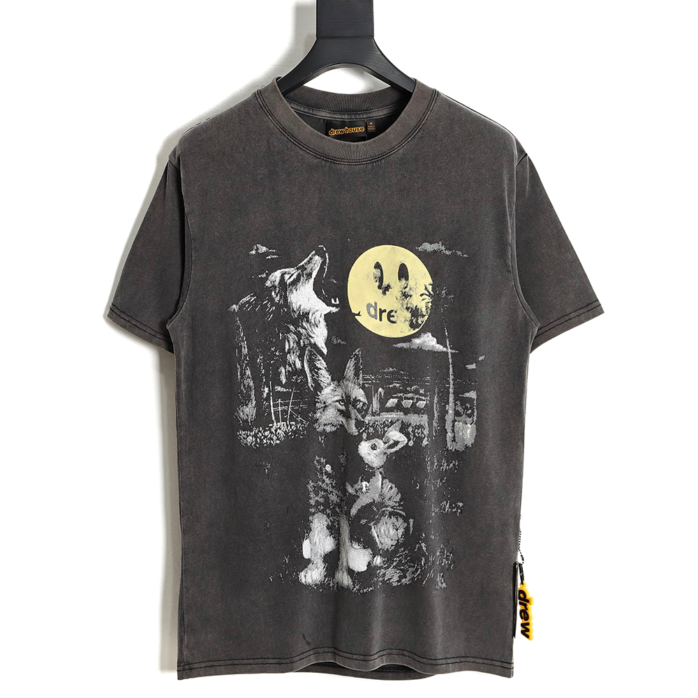 Drew House 23ss Werewolf Full Moon Smile Short Sleeve T-Shirt