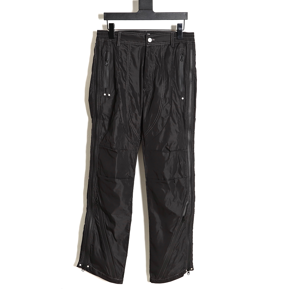 Far archive laminated zip trousers