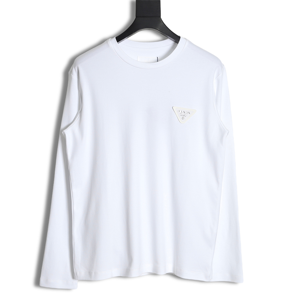 PRADA PRD chest triangle leather logo bottoming long-sleeved T-shirt