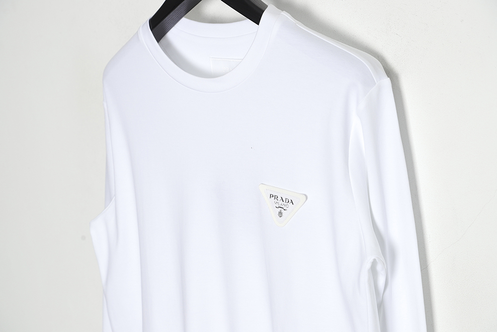PRADA PRD chest triangle leather logo bottoming long-sleeved T-shirt