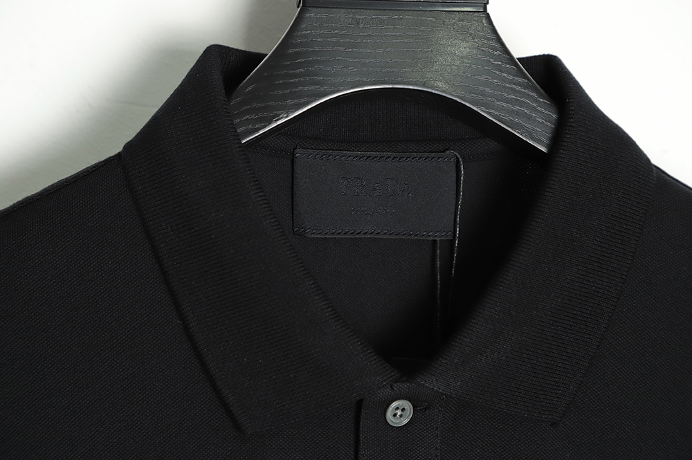 Prada 22ss triangle logo nylon stitching Polo short sleeve
